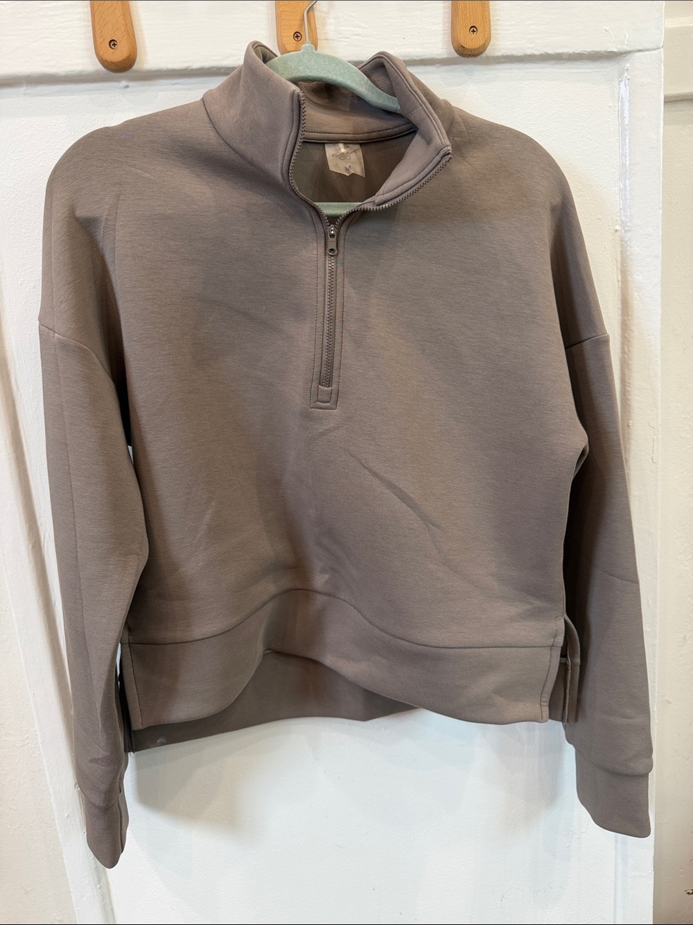 Taupe Quarter-Zip Pullover Sweatshirt